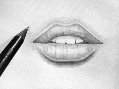 Как нарисовать губы карандашом? Шаг 9 Карандашные портреты - Fenlin.com 