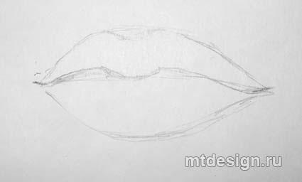 Как нарисовать полные губы - шаг 2 
