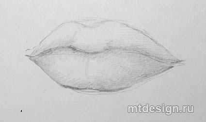 Как правильно нарисовать полные губы - шаг 3 