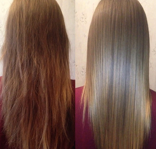 Волосы до и после ботокса